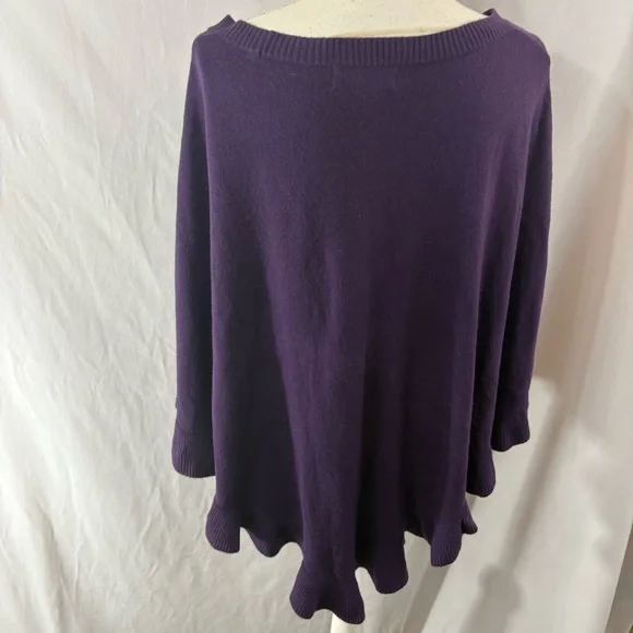 Karen Scott Purple Knit Poncho - Picture 7 of 10